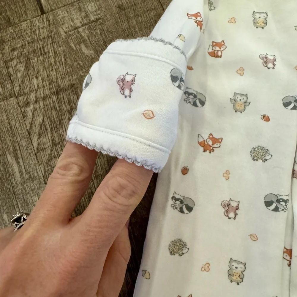Newborn Kissy Kissy Pima‎ Cotton Footie Woodland Animal Prin